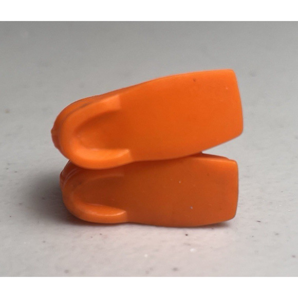 Vintage Barbie Ski Boots Shoes 1797 Ski Scene Orange Squishy 70s Black Mark - Picture 5 of 9